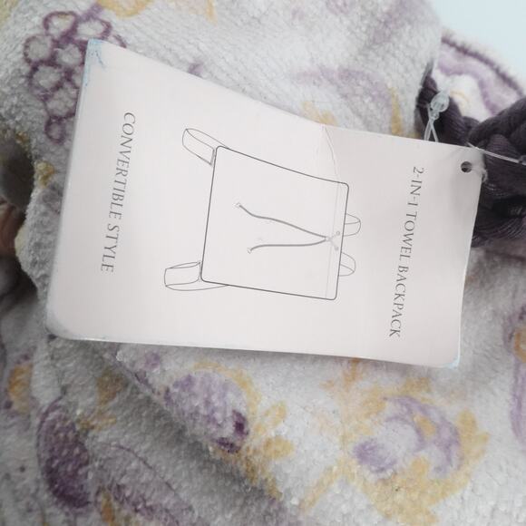 Victoria's Secret Packable Floral Stripe Beach Towel 2 in 1 Backpack Style 62x36 - Picture 8 of 9